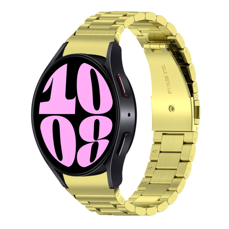 For Samsung Galaxy Watch 6 / 6 Classic Three Bead Stainless Steel Watch Band(Gold) by bashfashion