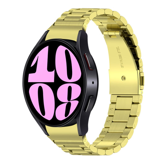 For Samsung Galaxy Watch 6 / 6 Classic Three Bead Stainless Steel Watch Band(Gold) by bashfashion