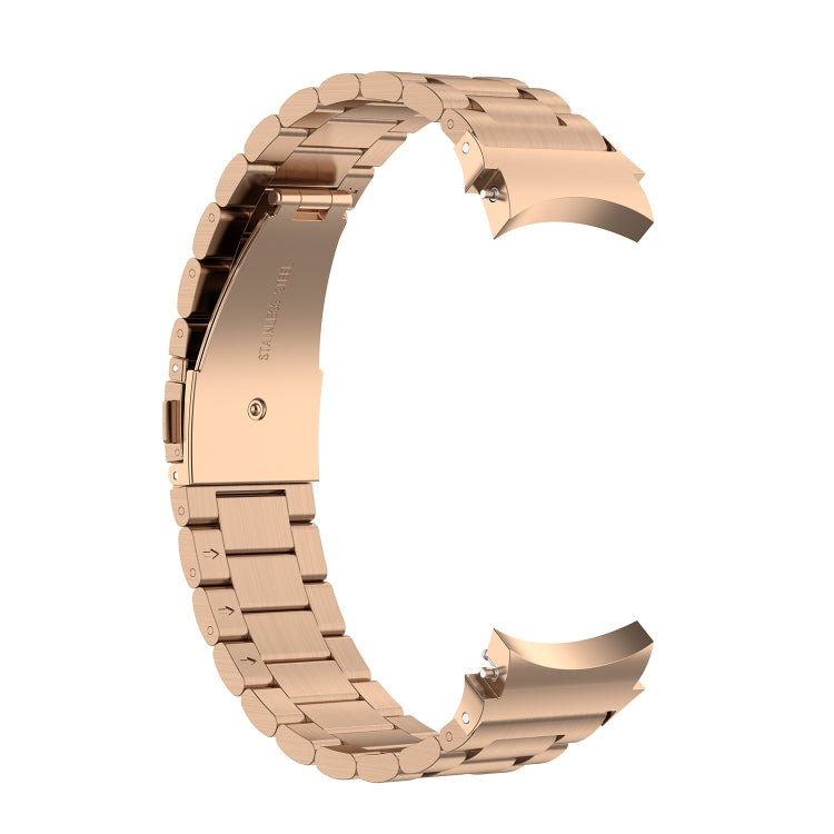 For Samsung Galaxy Watch 6 / 6 Classic Three Bead Stainless Steel Watch Band(Rose Gold) by bashfashion
