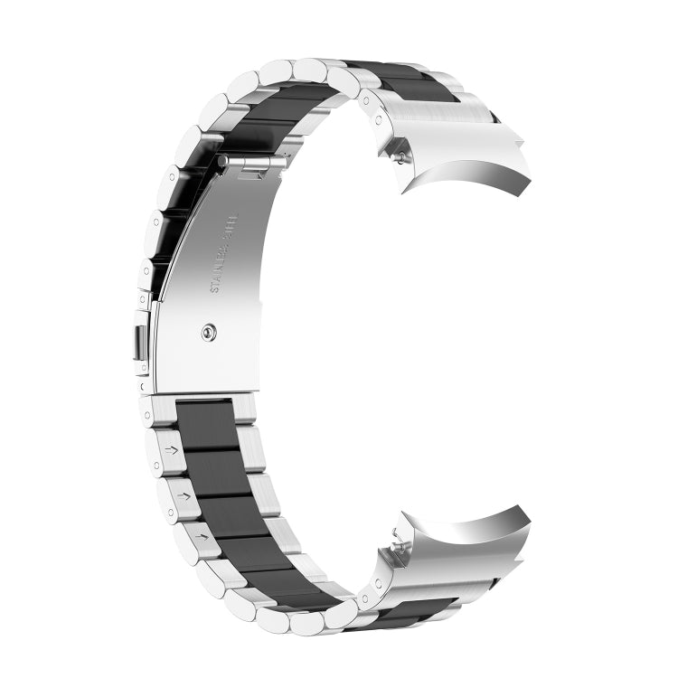 For Samsung Galaxy Watch 6 / 6 Classic Three Bead Stainless Steel Watch Band(Silver Black) by bashfashion