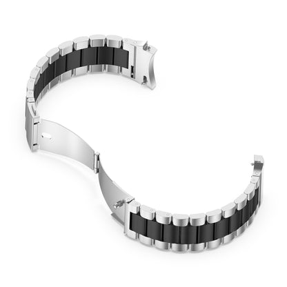 For Samsung Galaxy Watch 6 / 6 Classic Three Bead Stainless Steel Watch Band(Silver Black) by bashfashion