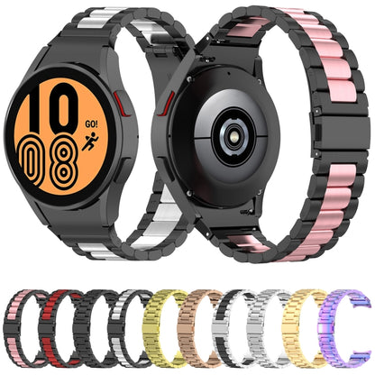 For Samsung Galaxy Watch 6 / 6 Classic Three Bead Stainless Steel Watch Band(Rose Gold) by bashfashion