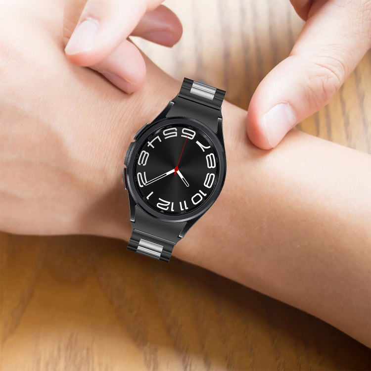 For Samsung Galaxy Watch 6 / 6 Classic Three Bead Stainless Steel Watch Band(Black Red) by bashfashion