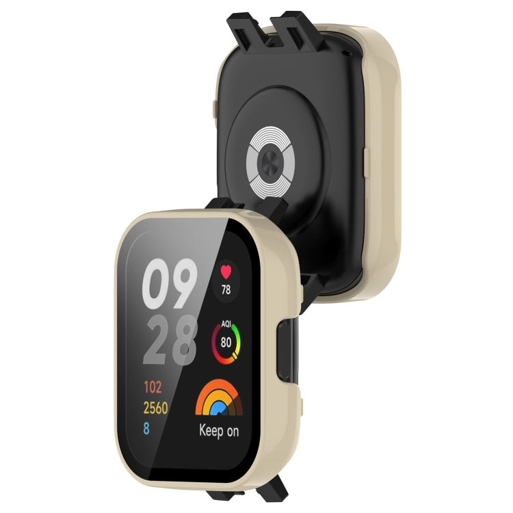 For Redmi Watch 3 Lite / Redmi Watch 3 Active PC + Tempered Film Integrated Watch Protective Case(Ivory White) by bashfashion