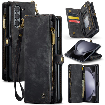 For Samsung Galaxy Z Fold5 CaseMe 008 Multifunctional Zipper Wallet Phone Leather Case(Black) by CaseMe