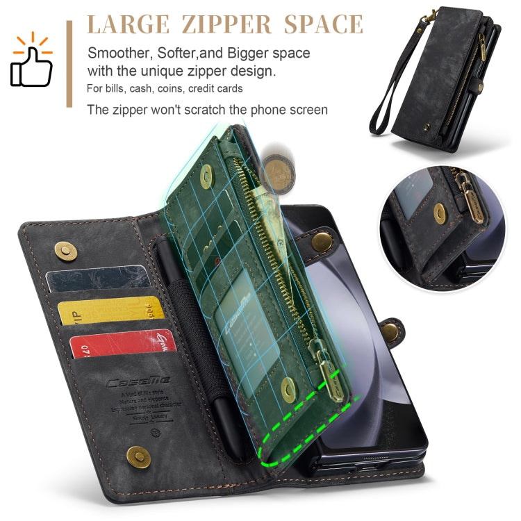 For Samsung Galaxy Z Fold5 CaseMe 008 Multifunctional Zipper Wallet Phone Leather Case(Black) by CaseMe