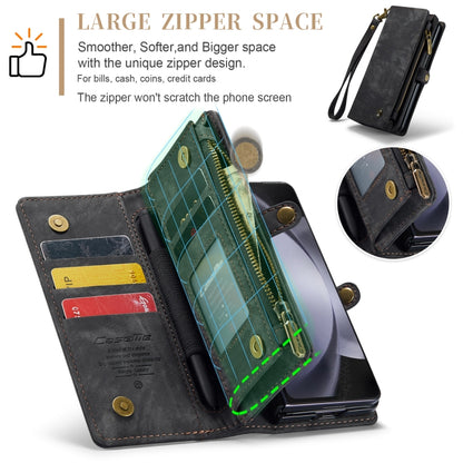 For Samsung Galaxy Z Fold5 CaseMe 008 Multifunctional Zipper Wallet Phone Leather Case(Black) by CaseMe