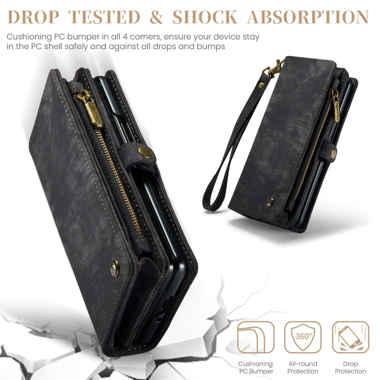 For Samsung Galaxy Z Fold5 CaseMe 008 Multifunctional Zipper Wallet Phone Leather Case(Black) by CaseMe
