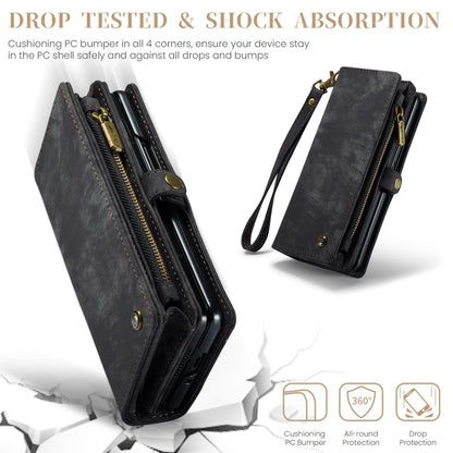 For Samsung Galaxy Z Fold5 CaseMe 008 Multifunctional Zipper Wallet Phone Leather Case(Black) by CaseMe