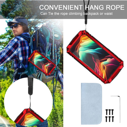 For iPhone 15 Pro Max R-JUST Shockproof Life Waterproof Dust-proof Metal + Silicone Phone Case with Holder(Red) by R-JUST