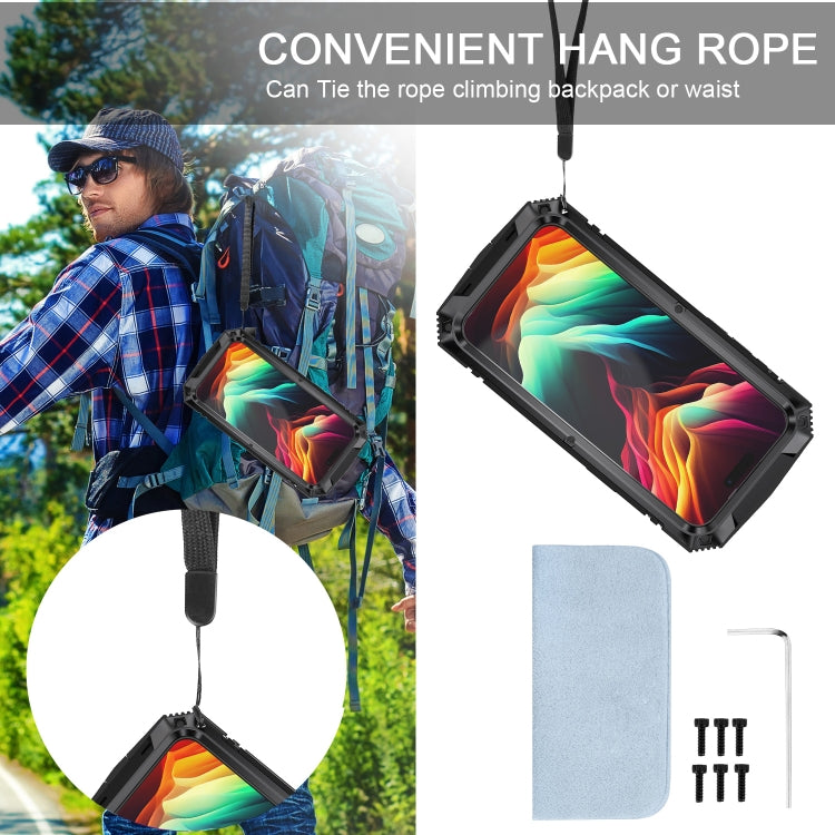 For iPhone 15 Pro R-JUST Shockproof Life Waterproof Dust-proof Metal + Silicone Phone Case with Holder(Black) by R-JUST