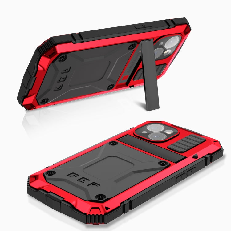 For iPhone 15 Plus R-JUST Shockproof Life Waterproof Dust-proof Metal + Silicone Phone Case with Holder(Red) by R-JUST