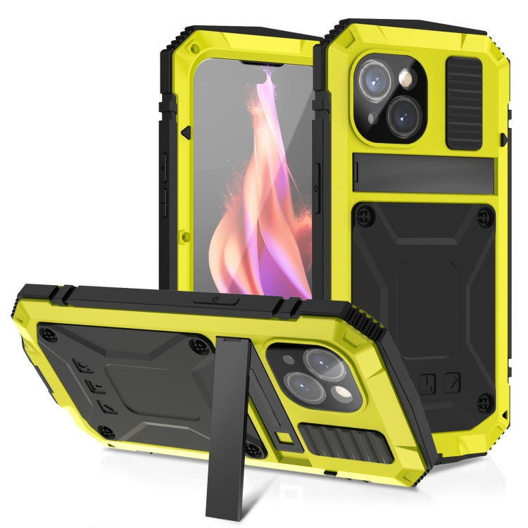 For iPhone 15 Plus R-JUST Shockproof Life Waterproof Dust-proof Metal + Silicone Phone Case with Holder(Yellow) by R-JUST