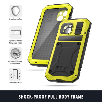 For iPhone 15 Plus R-JUST Shockproof Life Waterproof Dust-proof Metal + Silicone Phone Case with Holder(Yellow) by R-JUST