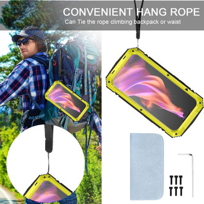 For iPhone 15 R-JUST Shockproof Life Waterproof Dust-proof Metal + Silicone Phone Case with Holder(Yellow) by R-JUST