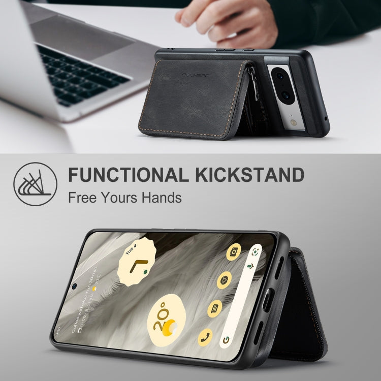 For Google Pixel 8 JEEHOOD Magnetic Zipper Wallet Phone Leather Case(Black) by JEEHOOD