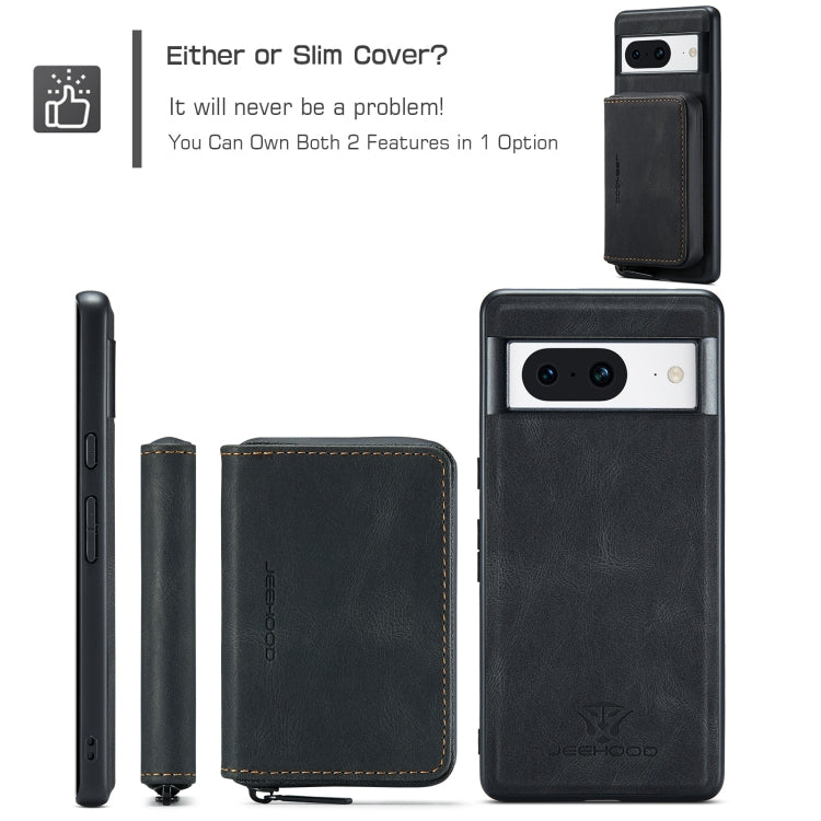 For Google Pixel 8 JEEHOOD Magnetic Zipper Wallet Phone Leather Case(Black) by JEEHOOD