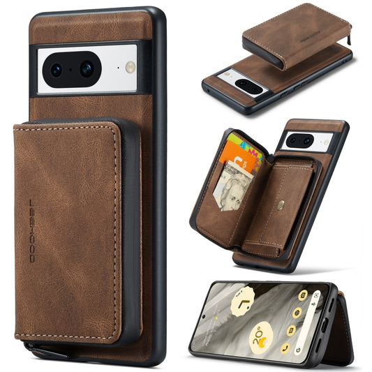 For Google Pixel 8 JEEHOOD Magnetic Zipper Wallet Phone Leather Case(Brown) by JEEHOOD