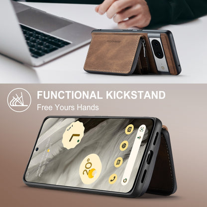 For Google Pixel 8 JEEHOOD Magnetic Zipper Wallet Phone Leather Case(Brown) by JEEHOOD