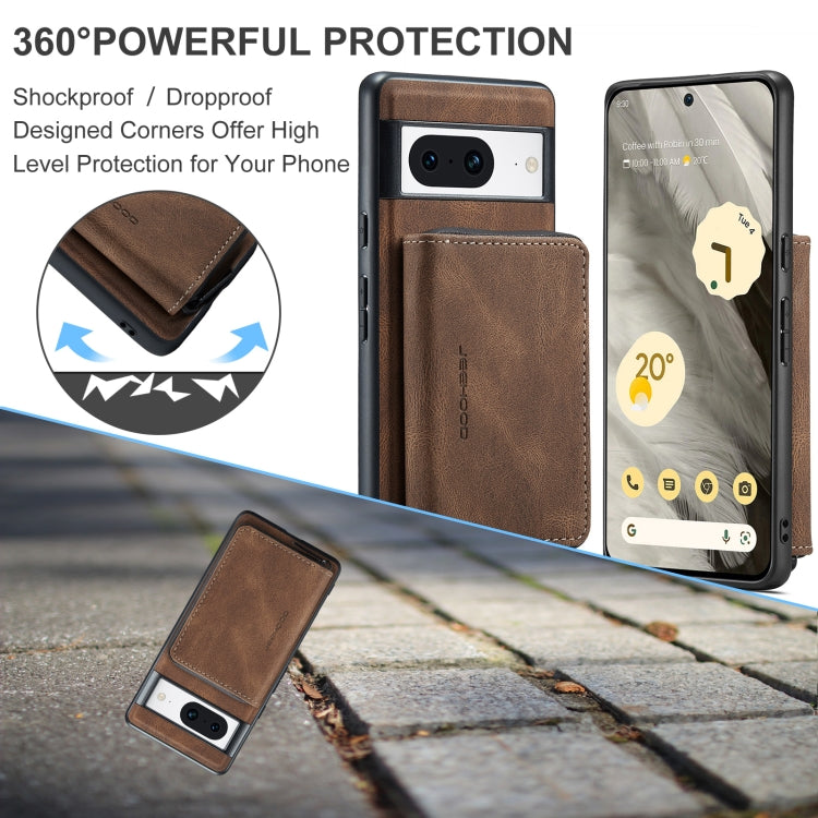 For Google Pixel 8 JEEHOOD Magnetic Zipper Wallet Phone Leather Case(Brown) by JEEHOOD