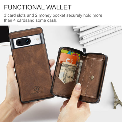 For Google Pixel 8 JEEHOOD Magnetic Zipper Wallet Phone Leather Case(Brown) by JEEHOOD