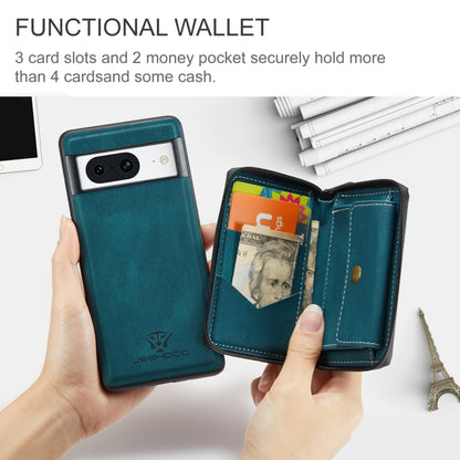 For Google Pixel 8 JEEHOOD Magnetic Zipper Wallet Phone Leather Case(Blue) by JEEHOOD