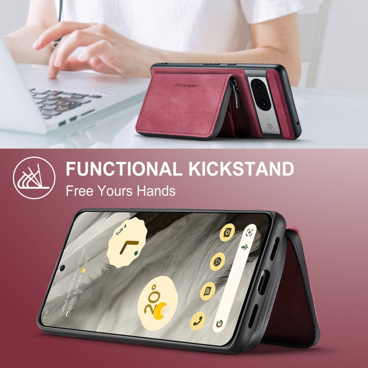 For Google Pixel 8 JEEHOOD Magnetic Zipper Wallet Phone Leather Case(Red) by JEEHOOD