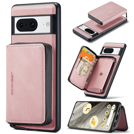 For Google Pixel 8 JEEHOOD Magnetic Zipper Wallet Phone Leather Case(Pink) by JEEHOOD