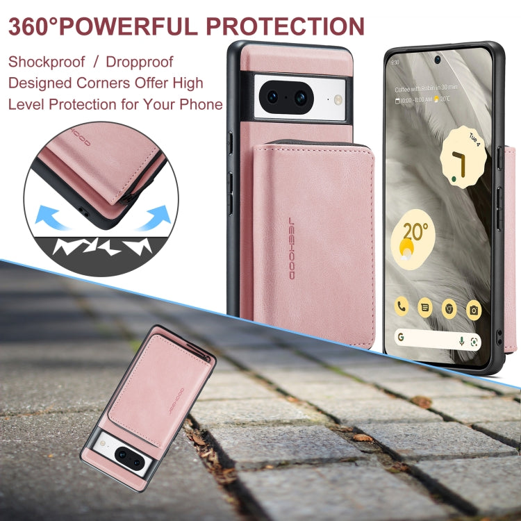 For Google Pixel 8 JEEHOOD Magnetic Zipper Wallet Phone Leather Case(Pink) by JEEHOOD