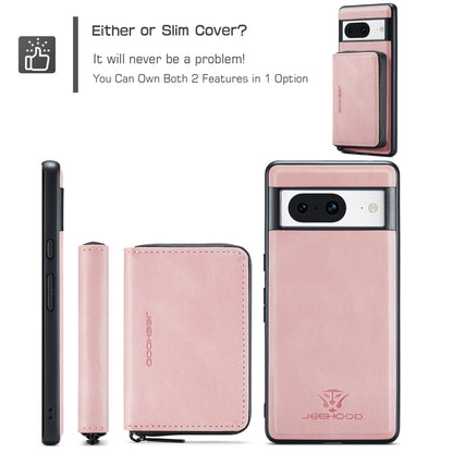 For Google Pixel 8 JEEHOOD Magnetic Zipper Wallet Phone Leather Case(Pink) by JEEHOOD
