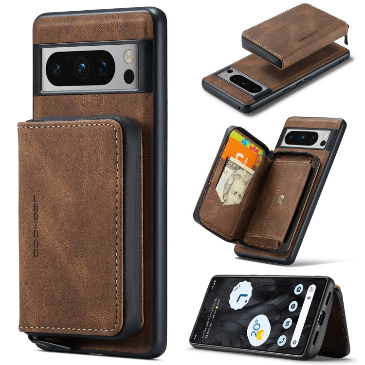 For Google Pixel 8 Pro JEEHOOD Magnetic Zipper Wallet Phone Leather Case(Brown) by JEEHOOD