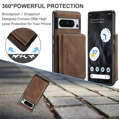For Google Pixel 8 Pro JEEHOOD Magnetic Zipper Wallet Phone Leather Case(Brown) by JEEHOOD
