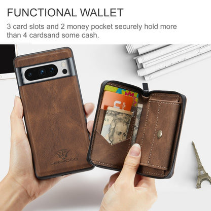 For Google Pixel 8 Pro JEEHOOD Magnetic Zipper Wallet Phone Leather Case(Brown) by JEEHOOD