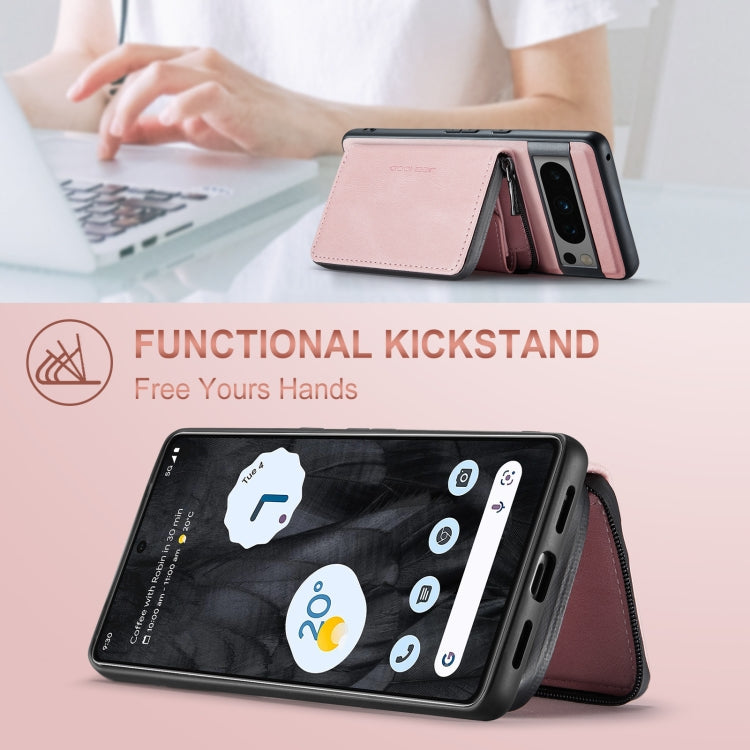 For Google Pixel 8 Pro JEEHOOD Magnetic Zipper Wallet Phone Leather Case(Pink) by JEEHOOD