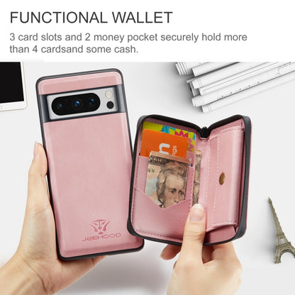 For Google Pixel 8 Pro JEEHOOD Magnetic Zipper Wallet Phone Leather Case(Pink) by JEEHOOD