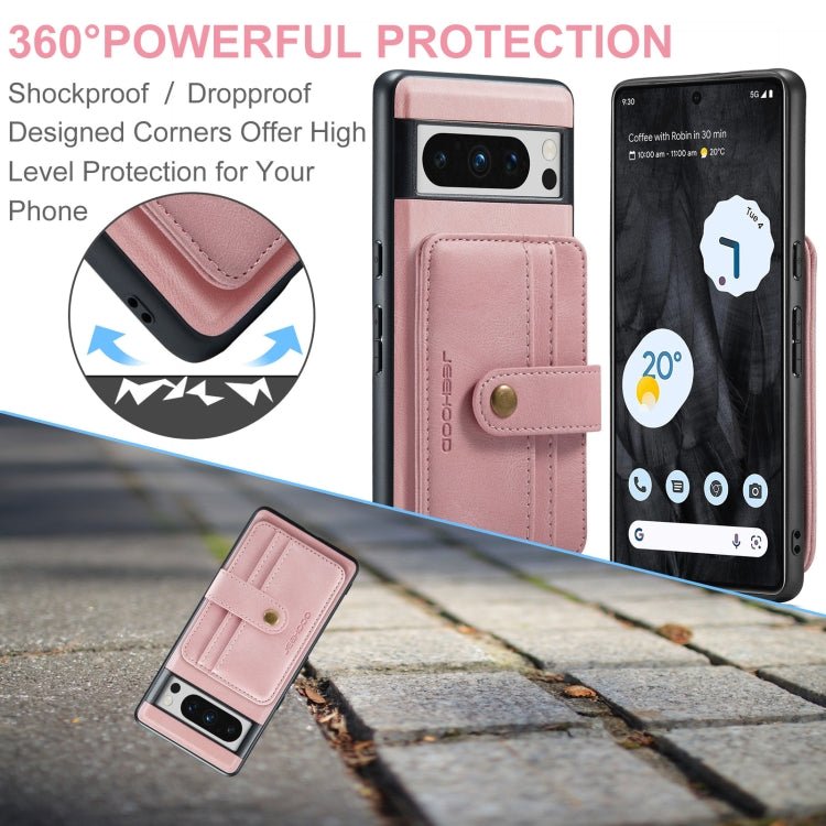 For Google Pixel 8 Pro JEEHOOD RFID Blocking Anti-Theft Magnetic PU Phone Case(Pink) by JEEHOOD