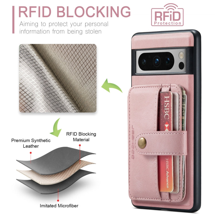 For Google Pixel 8 Pro JEEHOOD RFID Blocking Anti-Theft Magnetic PU Phone Case(Pink) by JEEHOOD