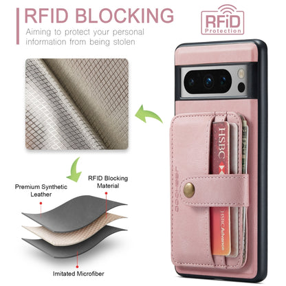 For Google Pixel 8 Pro JEEHOOD RFID Blocking Anti-Theft Magnetic PU Phone Case(Pink) by JEEHOOD
