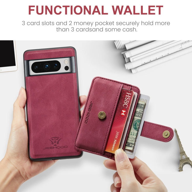 For Google Pixel 8 Pro JEEHOOD RFID Blocking Anti-Theft Magnetic PU Phone Case(Red) by JEEHOOD