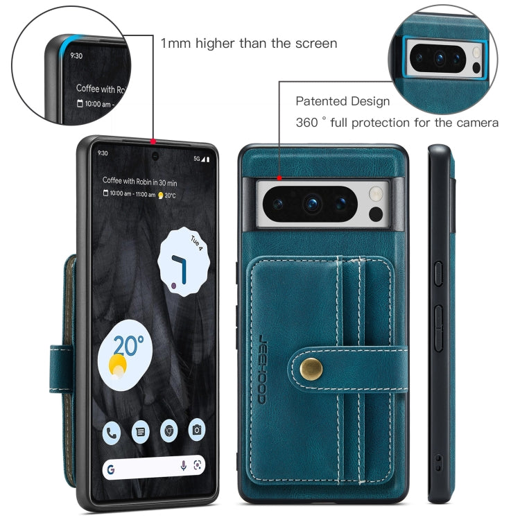 For Google Pixel 8 Pro JEEHOOD RFID Blocking Anti-Theft Magnetic PU Phone Case(Blue) by JEEHOOD