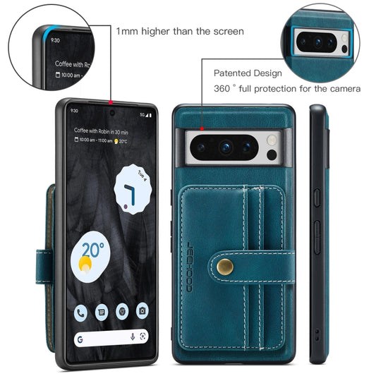 For Google Pixel 8 Pro JEEHOOD RFID Blocking Anti-Theft Magnetic PU Phone Case(Blue) by JEEHOOD