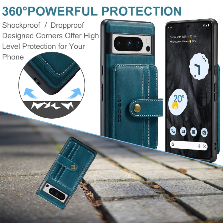 For Google Pixel 8 Pro JEEHOOD RFID Blocking Anti-Theft Magnetic PU Phone Case(Blue) by JEEHOOD