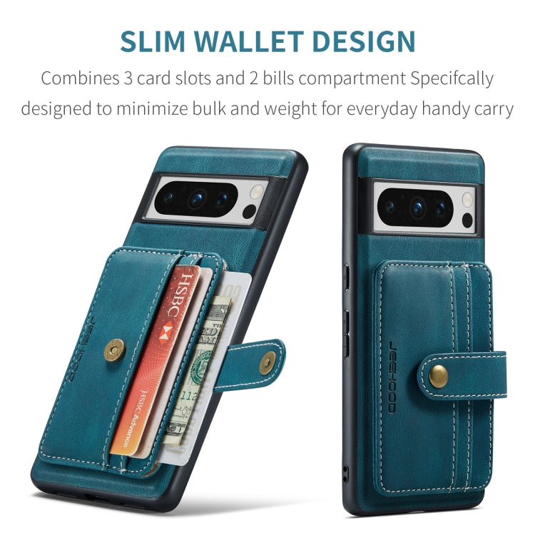 For Google Pixel 8 Pro JEEHOOD RFID Blocking Anti-Theft Magnetic PU Phone Case(Blue) by JEEHOOD