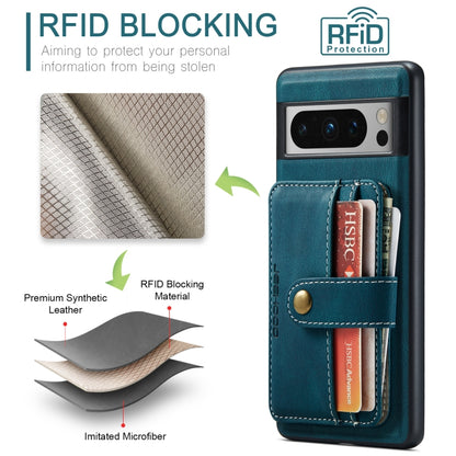 For Google Pixel 8 Pro JEEHOOD RFID Blocking Anti-Theft Magnetic PU Phone Case(Blue) by JEEHOOD