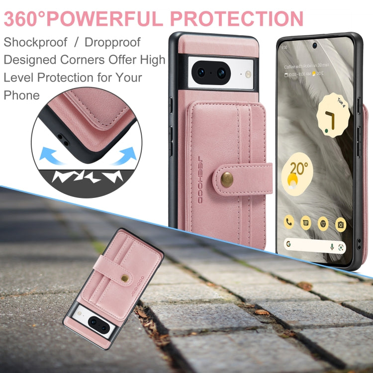 For Google Pixel 8 JEEHOOD RFID Blocking Anti-Theft Magnetic PU Phone Case(Pink) by JEEHOOD