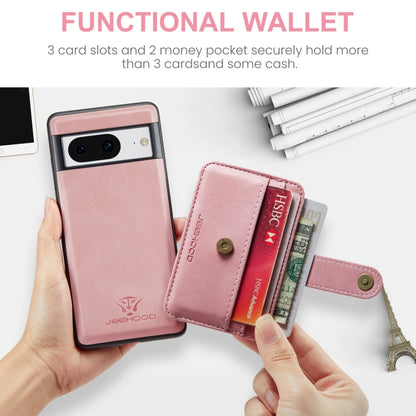 For Google Pixel 8 JEEHOOD RFID Blocking Anti-Theft Magnetic PU Phone Case(Pink) by JEEHOOD