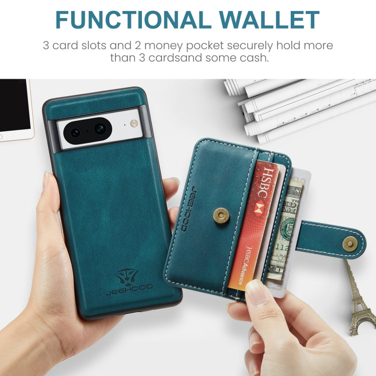 For Google Pixel 8 JEEHOOD RFID Blocking Anti-Theft Magnetic PU Phone Case(Blue) by JEEHOOD