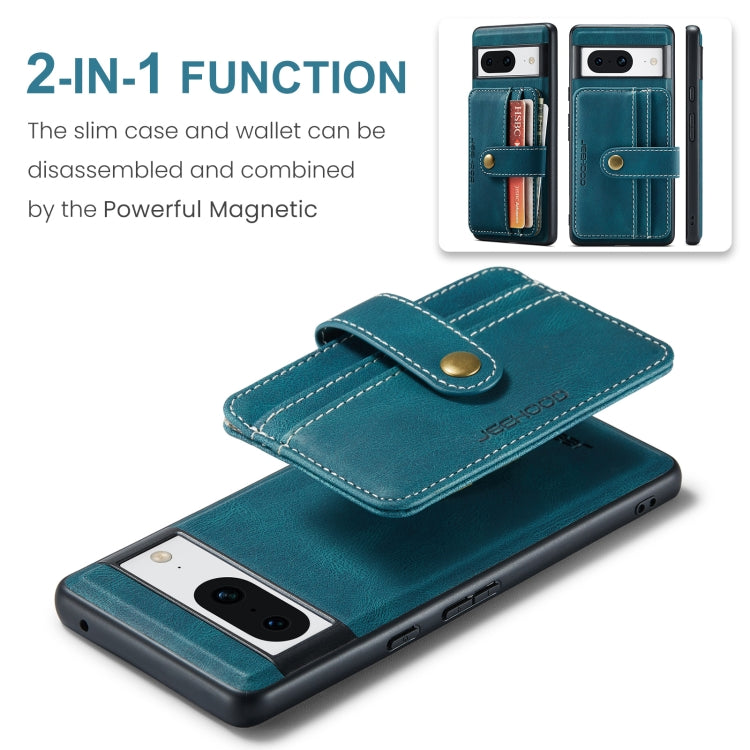 For Google Pixel 8 JEEHOOD RFID Blocking Anti-Theft Magnetic PU Phone Case(Blue) by JEEHOOD