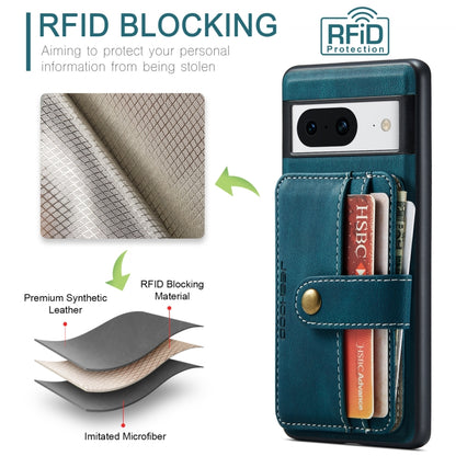 For Google Pixel 8 JEEHOOD RFID Blocking Anti-Theft Magnetic PU Phone Case(Blue) by JEEHOOD