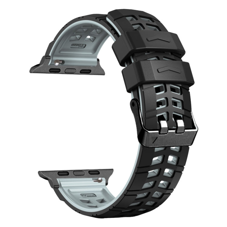 For Apple Watch SE 40mm Twill Dual-row Buckle Silicone Watch Band(Black Grey) by bashfashion